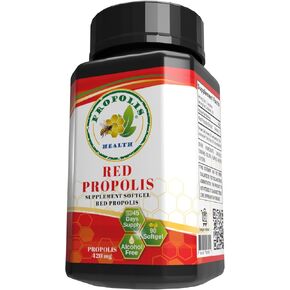 Propolis Health Red Propolis - Bee Red Propolis 90 Capsules - Alcohol-Free Original and Concentrated Pure Propolis - 45-Day Supplement - Brazilian Red Propolis - 840mg Red Propolis