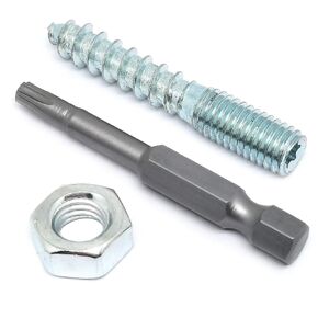 M8x60mm Carbon Steel Double Headed Self-Tapping Screw Bolts,(10 Set),trox Head,Hanger Bolts for Joint Furniture Legs,with 50mm T20 Torx Head Screwdriver(Silver)