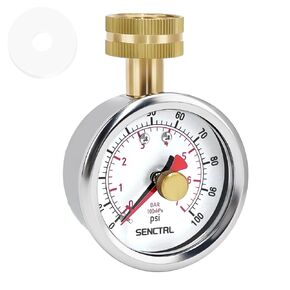 0-100 psi Water Pressure Gauge Test with Lazy Hand, Lead-Free, 2-1/2" Dial Size, 3/4" Female Garden Hose Thread, IP67 Waterproof, Stainless Steel Case, for Home Potable Water, House Tube