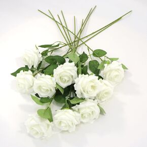 10PCS Artificial Roses Flowers Realistic Roses Bouquet Long Stem Fake Silk Roses for DIY Wedding Bouquet Table Centerpiece Home Decor (Black)