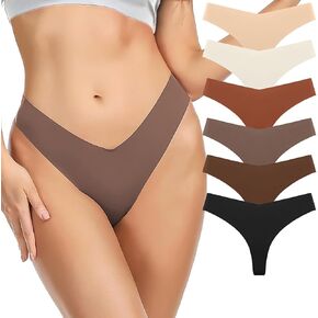 Fuxusheng Seamless Women Underwear Thongs,6-Pack No Show Breathable Ladies Thong Panties, Comfortable Undies for Women