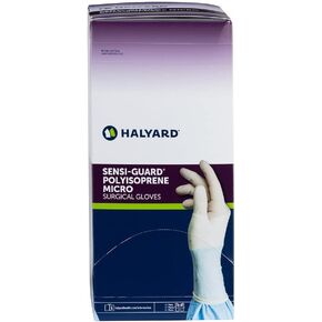 HALYARD* SENSI-GUARD* Micro Surgical Glove, Polyisoprene, 7.8 Mil Thick, Individually Wrapped Pairs, Powder-Free, Sterile, 8.5 Large, White, SGL91085 (Box of 50 Pairs - 100 Total)