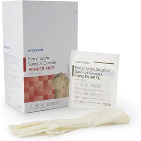 McKesson Perry Performance Plus Latex Surgical Gloves, Sterile, Powder-Free, Cream, Size 6.5, 50 Count, 4 Boxes, 200 Total
