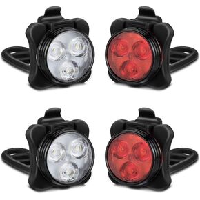 Rechargeable LED Bike Light Sets, Super Bright Front Headlights and Rear LED Bicycle Lights, 650mah Lithium Batteries
