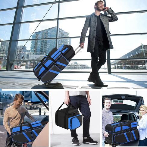 3 Ball Bowling Ball Roller Bag + 1 Ball Color Matching Add On Tote, 4 Ball Bowling Ball Bag with Multi-Pockets, 4 ball Bowling Bag with Shoes Compartment in Kuwait