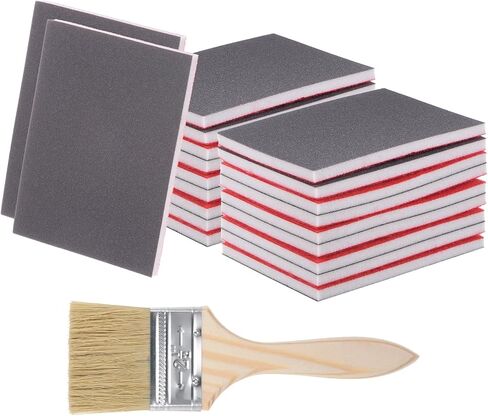 HARFINGTON 21pcs Sanding Sponges 180 Grit 3" x 4" Reusable & Washable Sanding Sponges Pads, Wet Dry Flexible Hand Sand Block for Wood Drywall Metal Furniture Polishing, with 2.5" Paint Brush in Saudi Arabia