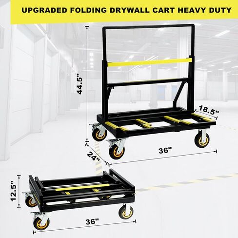 عربة الحوائط الجافة القابلة للطي بسعة تحميل 2200 رطل من Legines، عربة دوللي ذات لوحة شديدة التحمل مع عجلات دوارة مطاطية، التعامل مع لوحة الحائط، الألواح الصخرية، لوحة خشبية، نوافذ، دوللي متدحرجة للمرآب والمستودع in Kuwait