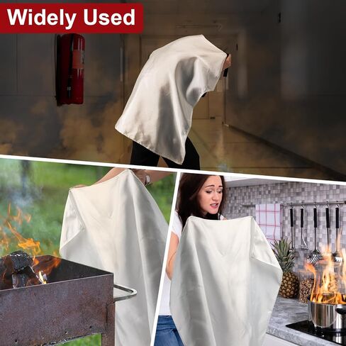 بطانية حريق الطوارئ من BOOMIBOO للمنزل والمطبخ - عبوة واحدة - بطانية مقاومة للحرارة العالية لإخماد الحرائق من الألياف الزجاجية، بطانيات أمان مثبطة للهب للتخييم والمكتب والمدرسة (39.4 بوصة × 39.4 بوصة) in Kuwait