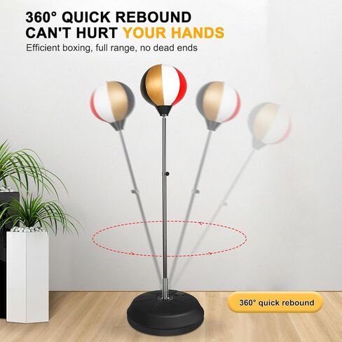 MMA Training Essential - Speed Ball Stand Punching Bag with Gloves, Ideal for Adults and Teens, Great for Gifts (Red Gold) in Kuwait