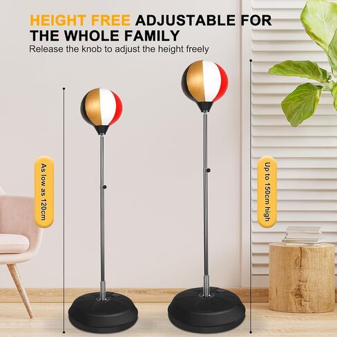 MMA Training Essential - Speed Ball Stand Punching Bag with Gloves, Ideal for Adults and Teens, Great for Gifts (Red Gold) in Kuwait