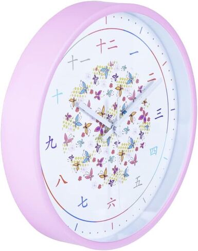Kids Wall Clock - 10" | Educational Playroom Wall Decor with Chinese Numbers | Silent Wall Clock for Kids Room with Tempered Glass, Blue Space Design in Saudi Arabia