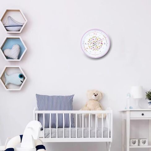 Kids Wall Clock - 10" | Educational Playroom Wall Decor with Chinese Numbers | Silent Wall Clock for Kids Room with Tempered Glass, Blue Space Design in Saudi Arabia
