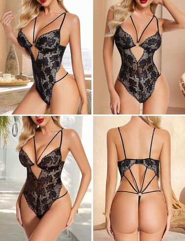 ملابس داخلية مثيرة من ADSEXY للنساء، ملابس داخلية تيدي من الدانتيل، قطعة واحدة، بيبي دول، عميق على شكل حرف V، مقاس كبير in Kuwait