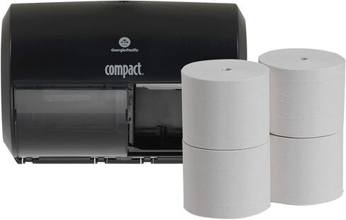 Compact 2-Roll Side-by-Side Dispenser and Coreless 2-Ply Recycled Toilet Paper Starter Kit by GP PRO (Georgia-Pacific), 1 Dispenser and 4 Rolls, 1 Kit per Case in Saudi Arabia