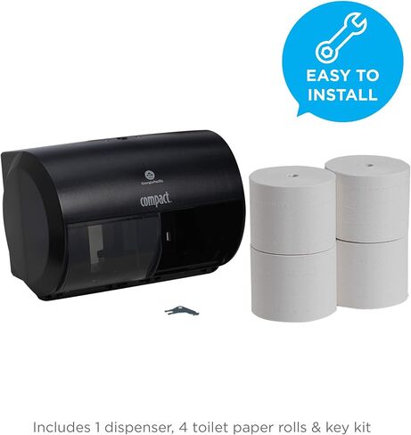Compact 2-Roll Side-by-Side Dispenser and Coreless 2-Ply Recycled Toilet Paper Starter Kit by GP PRO (Georgia-Pacific), 1 Dispenser and 4 Rolls, 1 Kit per Case in Saudi Arabia