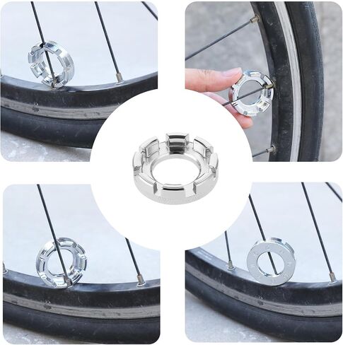 Bike Spoke Wrench, Lens Spoke Adjustment Wrench Tool 8 in 1 Anti-Skid Bike Wheel Spoke Tool for Bike Repair Truing and Repairing Cycling Wheels (Silver) in Saudi Arabia