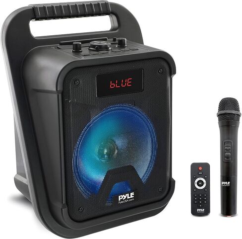 PyleUsa Portable Bluetooth PA Speaker-360W 8" Rechargeable Indoor/Outdoor BT Karaoke Audio System Bundle Kit-Party Lights,LED Display,FM/AUX/MP3/USB/SD,1/4" in,Carry Handle-Wireless Mic,Remote Control in Saudi Arabia