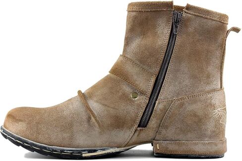 COWSDELLA Leather Casual Motorcycle Combat Chukka Western Dress Ankle Boots for Men with Side Zipper CD-5008-1-ABNHD in Saudi Arabia