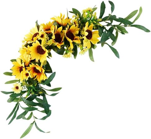 BESPORTBLE Artificial Sunflower Swag Door Decorative Fake Flower Wreath Wall Hanging Flower for Front Door Wedding Home Floral Decorative in Saudi Arabia