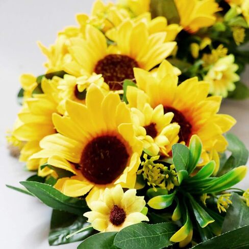 BESPORTBLE Artificial Sunflower Swag Door Decorative Fake Flower Wreath Wall Hanging Flower for Front Door Wedding Home Floral Decorative in Saudi Arabia