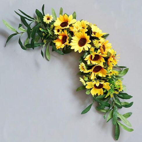 BESPORTBLE Artificial Sunflower Swag Door Decorative Fake Flower Wreath Wall Hanging Flower for Front Door Wedding Home Floral Decorative in Saudi Arabia