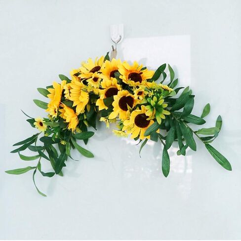 BESPORTBLE Artificial Sunflower Swag Door Decorative Fake Flower Wreath Wall Hanging Flower for Front Door Wedding Home Floral Decorative in Saudi Arabia
