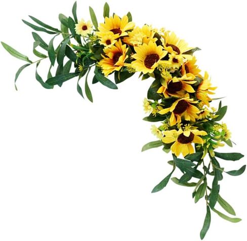 BESPORTBLE Artificial Sunflower Swag Door Decorative Fake Flower Wreath Wall Hanging Flower for Front Door Wedding Home Floral Decorative in Saudi Arabia
