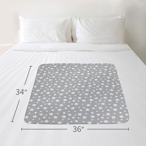 Bed Pads Washable Waterproof, Reusable Incontinence Pads for Kids, Adults, Elderly and Pets, Washable Underpads for Bed, Sofa, Floor, 18"x24" 4 Pack, Gray Star in Saudi Arabia
