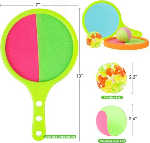 Toss Catch Ball Toy Set: Outdoor Games for Kids with 2 Paddles 2 Balls Outside Toys Beach Backyard Games Activities for Ages 3-12 (Green) in Saudi Arabia