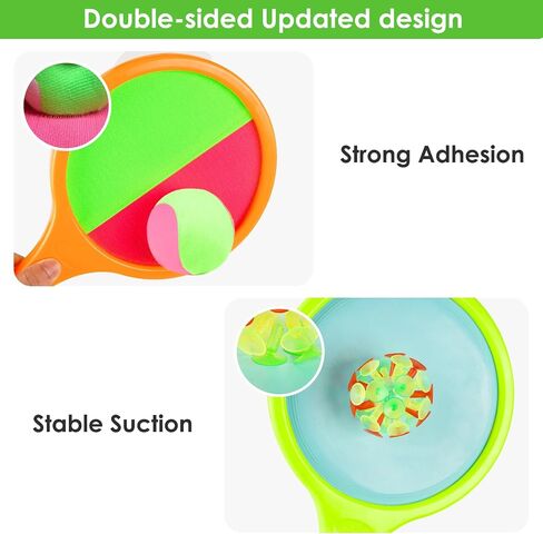 Toss Catch Ball Toy Set: Outdoor Games for Kids with 2 Paddles 2 Balls Outside Toys Beach Backyard Games Activities for Ages 3-12 (Green) in Saudi Arabia