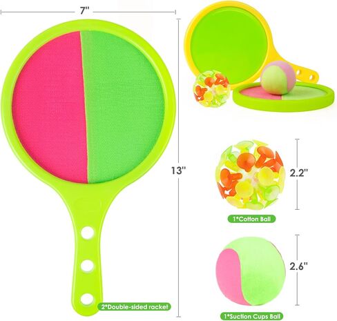 Toss Catch Ball Toy Set: Outdoor Games for Kids with 2 Paddles 2 Balls Outside Toys Beach Backyard Games Activities for Ages 3-12 (Green) in Saudi Arabia
