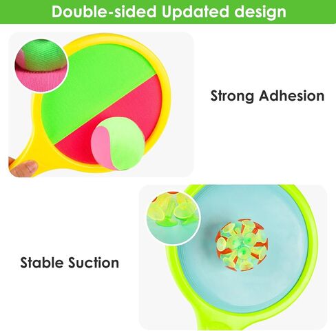 Toss Catch Ball Toy Set: Outdoor Games for Kids with 2 Paddles 2 Balls Outside Toys Beach Backyard Games Activities for Ages 3-12 (Green) in Saudi Arabia
