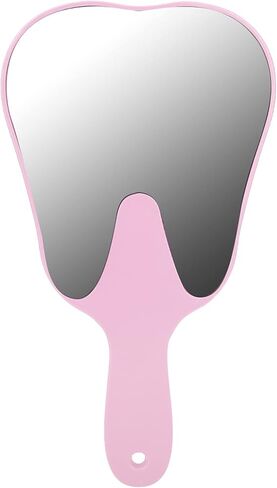 Dental Mirror Tooth Shaped Mirror Cute Handle Dental Mirror Hand Mirror Dental Accessory Suitable for Dental Office Hospital(Pink) in Saudi Arabia