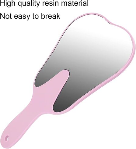 Dental Mirror Tooth Shaped Mirror Cute Handle Dental Mirror Hand Mirror Dental Accessory Suitable for Dental Office Hospital(Pink) in Saudi Arabia