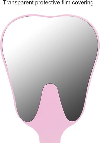 Dental Mirror Tooth Shaped Mirror Cute Handle Dental Mirror Hand Mirror Dental Accessory Suitable for Dental Office Hospital(Pink) in Saudi Arabia