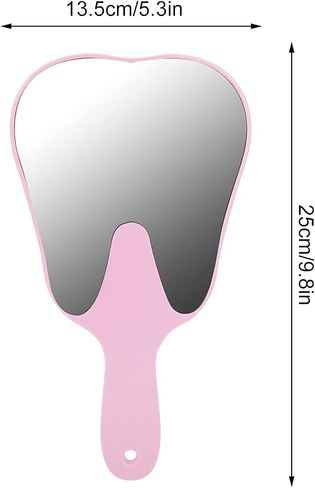 Dental Mirror Tooth Shaped Mirror Cute Handle Dental Mirror Hand Mirror Dental Accessory Suitable for Dental Office Hospital(Pink) in Saudi Arabia