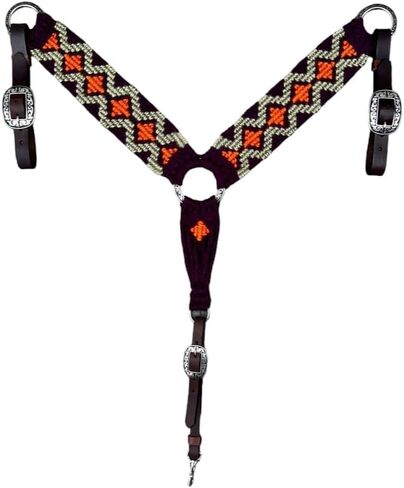 Cheval's International Western Mohair Horse Breast Collar, Handmade Premium Wool & Leather Equestrian Tack, Adjustable, Durable & Comfortable Saddle Breastplate for Horses - Blue, Full in Saudi Arabia