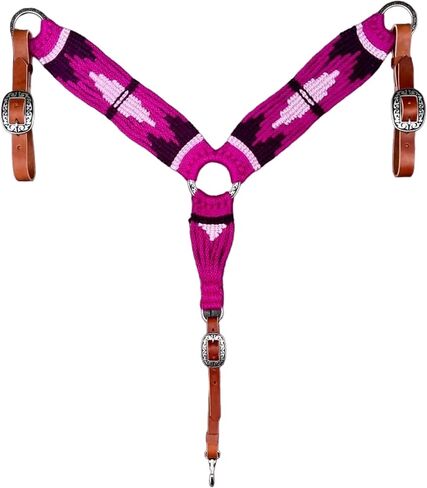 Cheval's International Western Mohair Horse Breast Collar, Handmade Premium Wool & Leather Equestrian Tack, Adjustable, Durable & Comfortable Saddle Breastplate for Horses - Blue, Full in Saudi Arabia