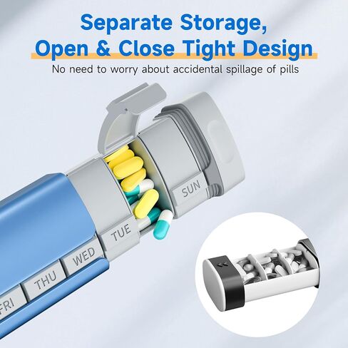 منظم حبوب منع الحمل لمدة 7 أيام، صندوق حبوب منع الحمل اليومي من سبائك الألومنيوم الفاخر من بيتيفي، حقيبة حبوب سفر أسبوعية، حامل حبوب لطيف لحمل الفيتامينات والأدوية والحبوب والمكملات الغذائية (أسود) in Kuwait