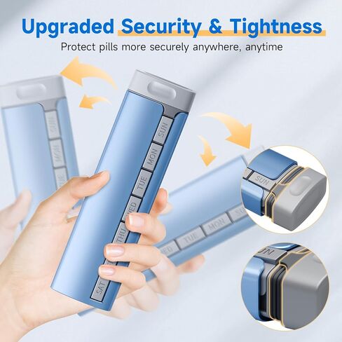 منظم حبوب منع الحمل لمدة 7 أيام، صندوق حبوب منع الحمل اليومي من سبائك الألومنيوم الفاخر من بيتيفي، حقيبة حبوب سفر أسبوعية، حامل حبوب لطيف لحمل الفيتامينات والأدوية والحبوب والمكملات الغذائية (أسود) in Kuwait