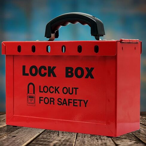 صندوق قفل مجموعة Tagout لإجراءات LOTO للمجموعة المتوافقة مع OSHA، صندوق LOTO فولاذي محمول أحمر، كل صندوق قفل أمان للمجموعة يقبل 13 قفلًا، حزمة واحدة لمحطة قفل العلامة الخارجية in Kuwait