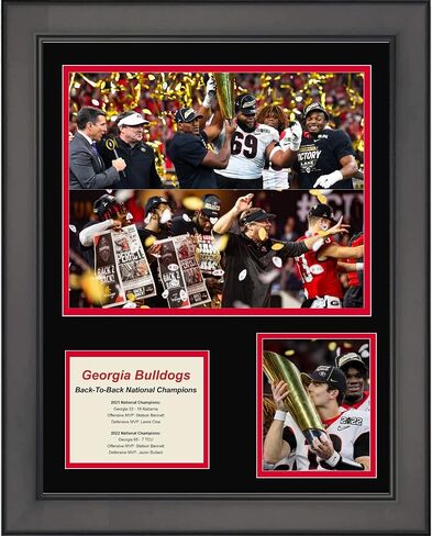 Framed Georgia Bulldogs Back-To-Back National Championship College Football 11"x14" Three Photo Collage in Saudi Arabia