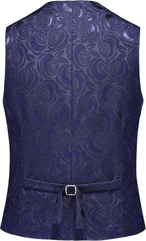 MOGU Mens Slim Fit Suit Vest Black White Floral Waistcoat in Saudi Arabia