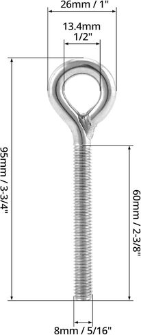 QWORK M8 Eye Bolt Ring Bolts, 10 Pack Heavy Duty Stainless Steel Shoulder Lifting Ring Threaded Eyebolts, Welded Closed Screw Rod Eye Screw Bolts in Saudi Arabia