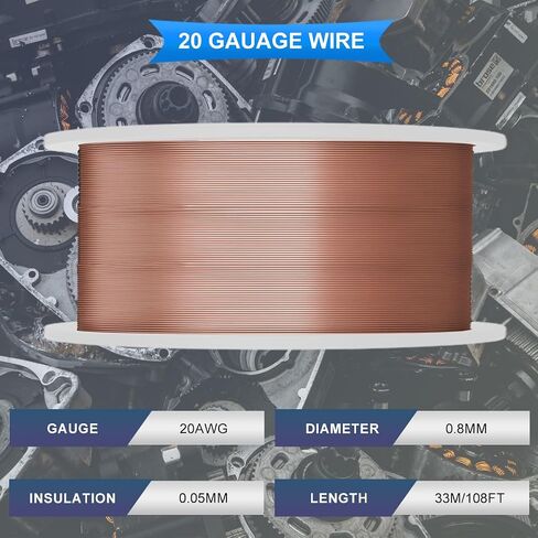 سلك مغناطيسي 22AWG، سلك نحاسي مطلي بقطر 0.025 بوصة 0.33 رطل 164 قدم 0.0019 بوصة معزول سلك لف مقاوم لدرجات الحرارة العالية للمحركات الكهربائية والمحولات بشريط درجة حرارة عالية 10 مم in Saudi Arabia