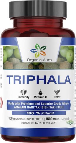 Premium Triphala Capsules. 150 Veg HPMC Capsules 1500mg per Serving. Made with Nutritious Triphala. Natural Digestion and Colon Cleanse Support. 100% All Natural. in Saudi Arabia