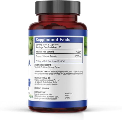Premium Triphala Capsules. 150 Veg HPMC Capsules 1500mg per Serving. Made with Nutritious Triphala. Natural Digestion and Colon Cleanse Support. 100% All Natural. in Saudi Arabia