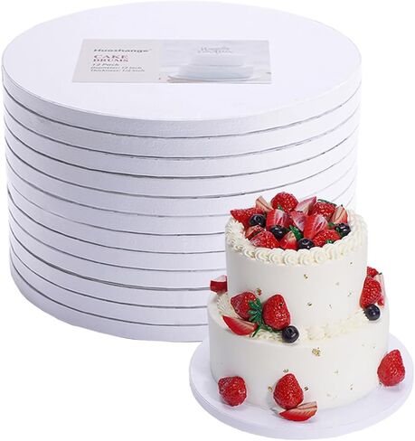 ألواح كيك دائرية مقاس 12 بوصة - بيضاء متينة بسمك 1/2 بوصة - 12 قطعة من دوائر الكيك القوية المقاومة للدهون للكعك ذو الطبقات الثقيلة in Kuwait