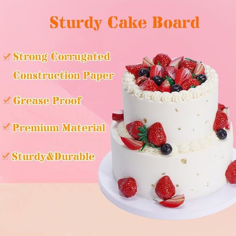 ألواح كيك دائرية مقاس 12 بوصة - بيضاء متينة بسمك 1/2 بوصة - 12 قطعة من دوائر الكيك القوية المقاومة للدهون للكعك ذو الطبقات الثقيلة in Kuwait