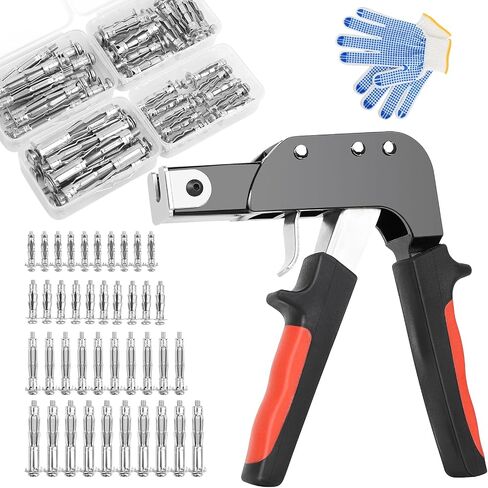 Hollow Wall Anchor Heavy Duty Wall Anchor Gun Metal Setting Tool for Drywall Plaster Walls Metal Cavity Anchor Plasterboard Fixing Screws Kit for Hollow Wall, 40pcs Molly Bolts in 4 Sizes in Saudi Arabia